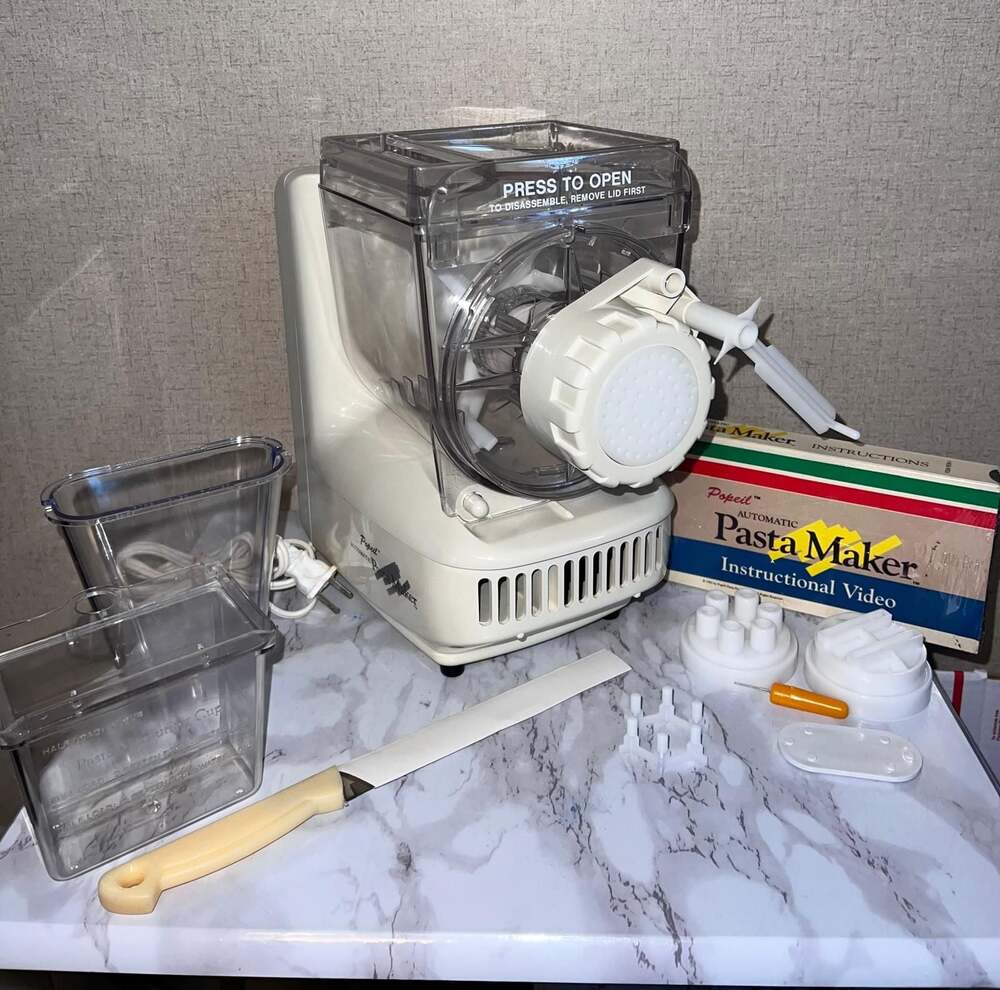 Vintage Popeil Automatic Pasta Maker with Accessories and Box